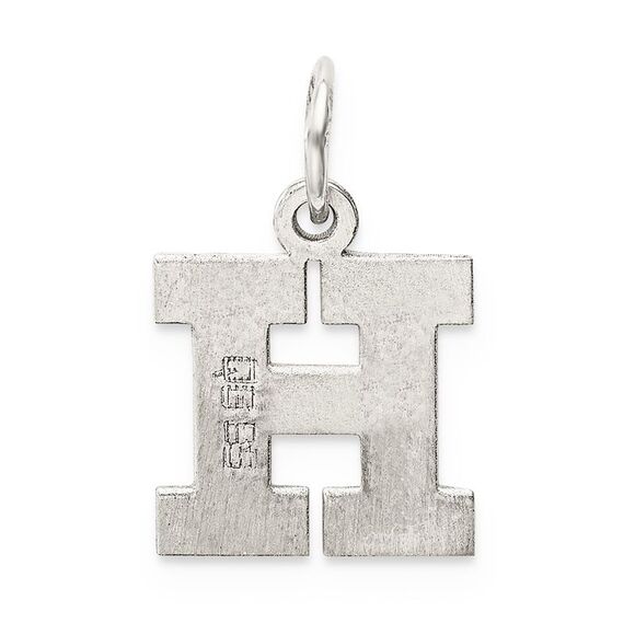Sterling Silver, Amanda Collection Small Block Style Initial H Pendant - Picture 3 of 5